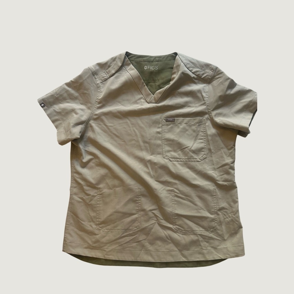 Figs Reversible Scrub Top Desert Sage/Bone XL